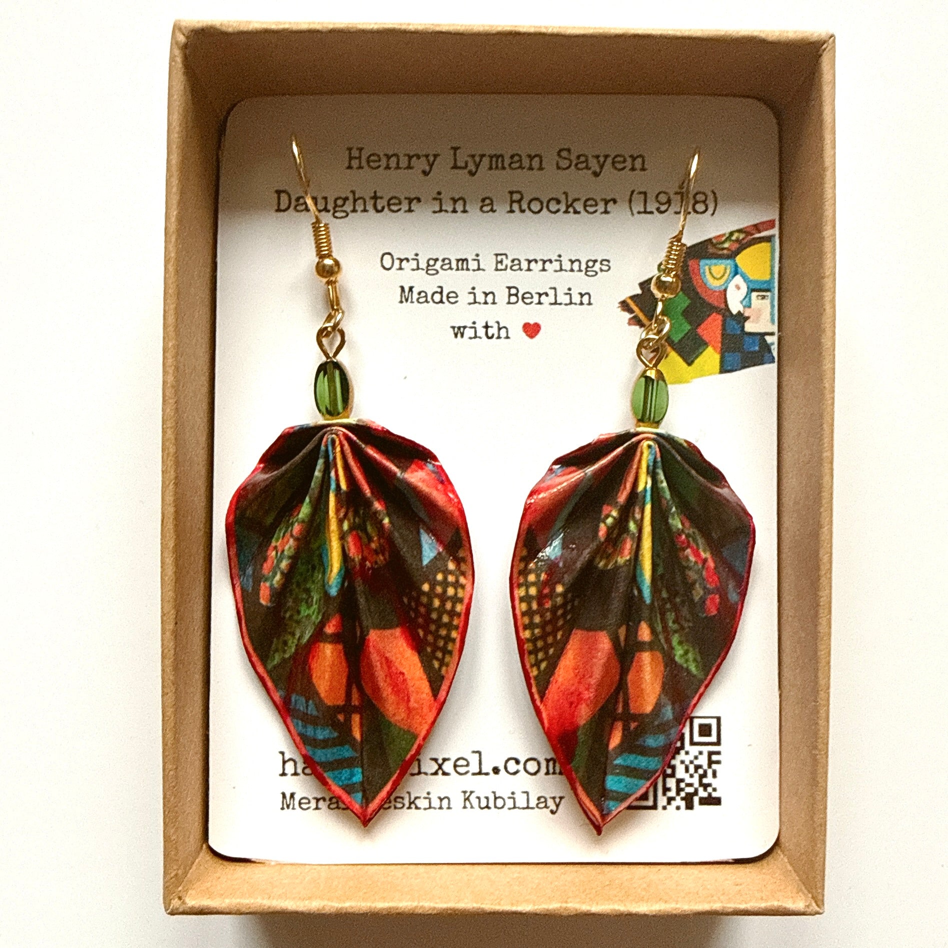 Henry Lyman Sayen Daughter in a Rocker Origami Earrings