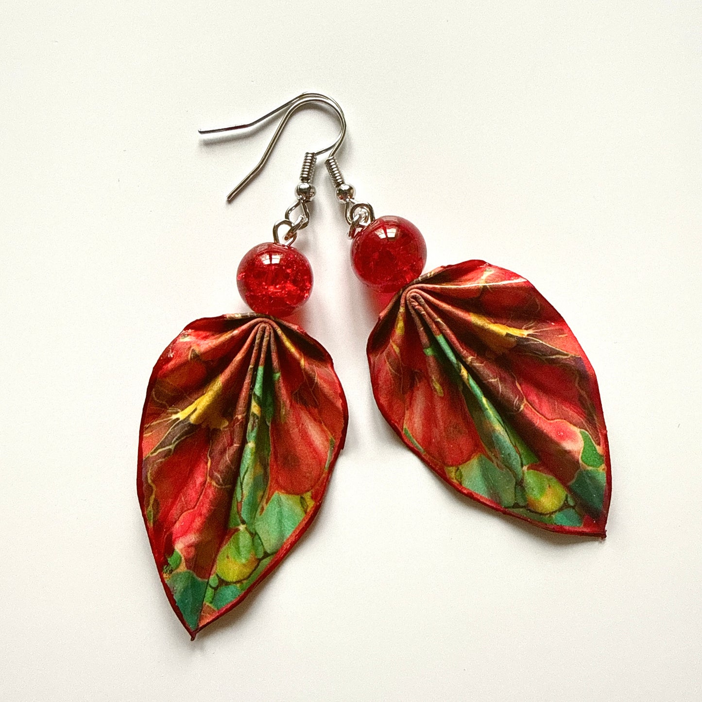 Boucles d'oreilles Feuille d'Origami : Bijoux en papier faits main