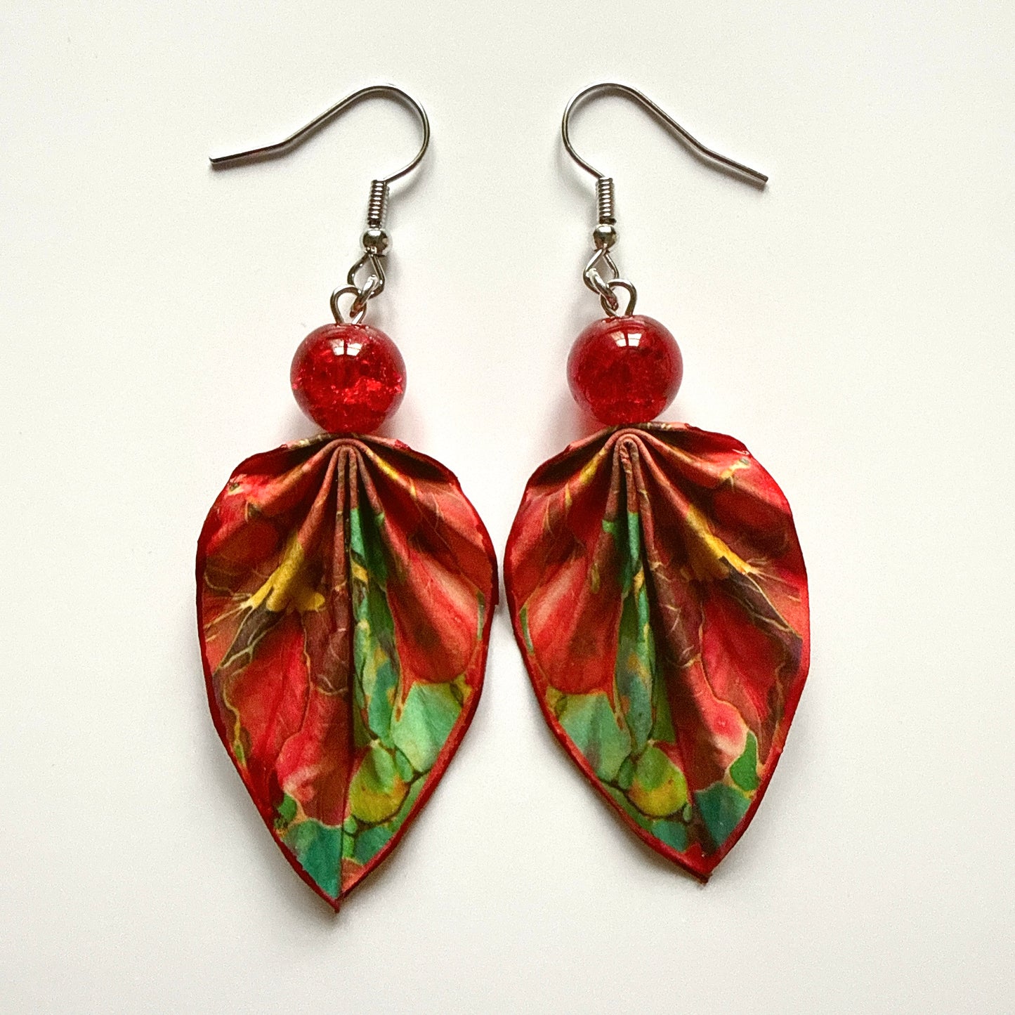 Boucles d'oreilles Feuille d'Origami : Bijoux en papier faits main