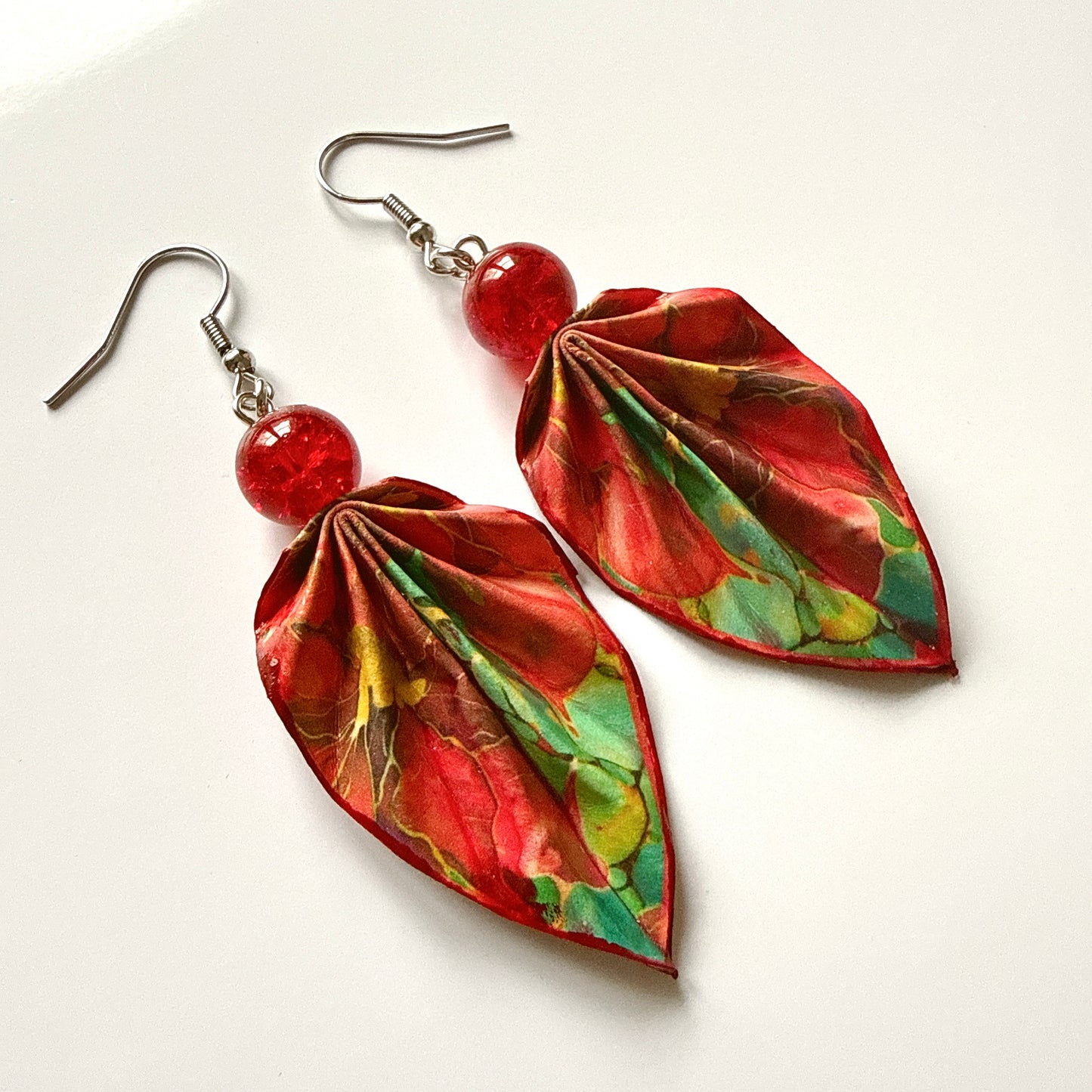 Boucles d'oreilles Feuille d'Origami : Bijoux en papier faits main