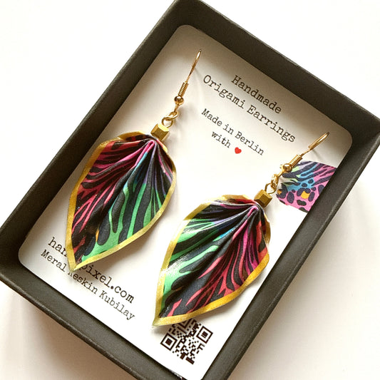 Boucles d'oreilles Feuille d'Origami : Bijoux en papier faits main