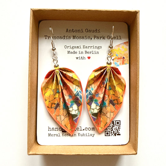 Boucles d'oreilles Feuille d'Origami : Bijoux en papier faits main