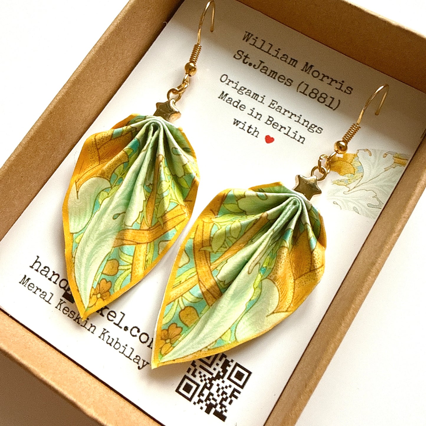 W.Morris St. James (1881) Origami Leaf Earrings