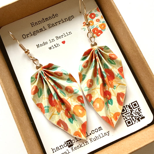 Boucles d'oreilles Feuille d'Origami : Bijoux en papier faits main