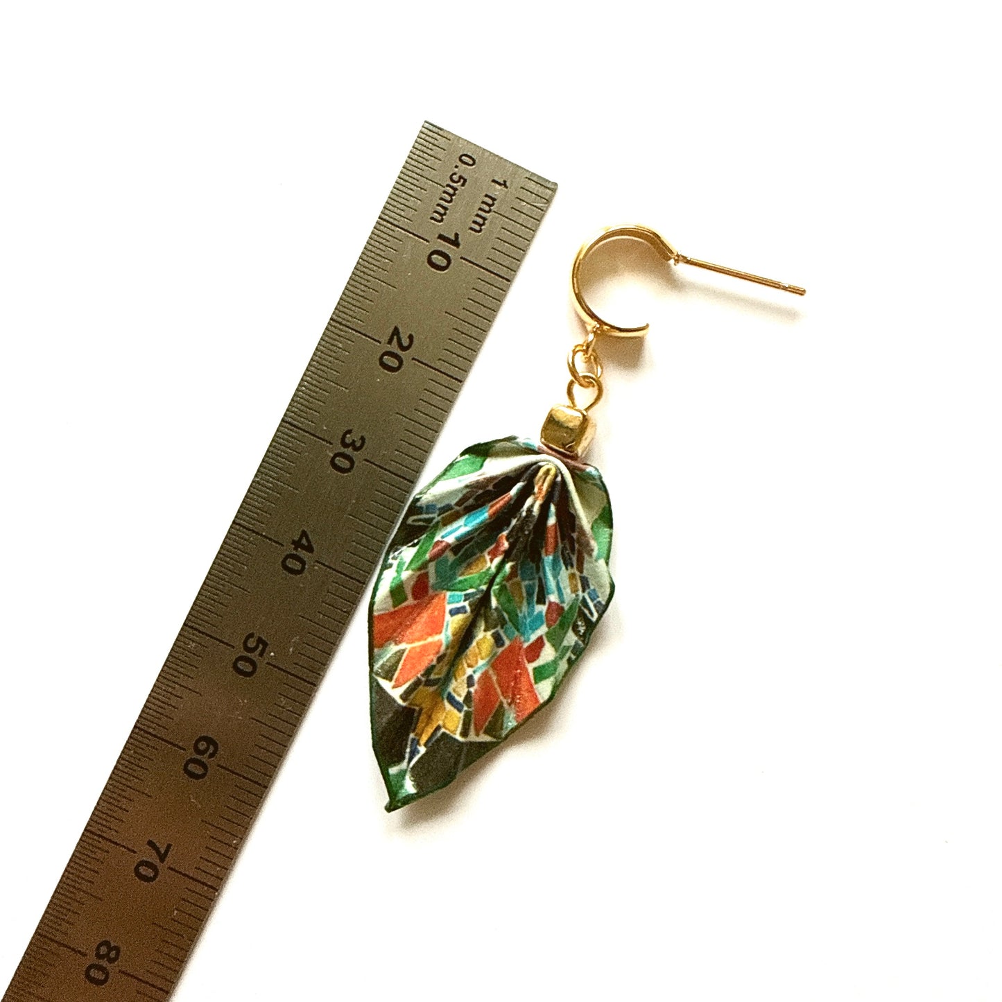 Origami Leaf Earrings Gift: Handmade Paper Jewelry -  Antoni Gaudí’s Trencadis Mosaic