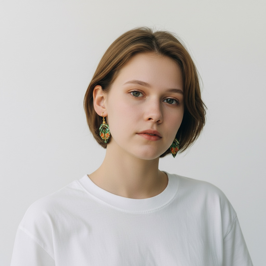 Boucles d'oreilles Feuille d'origami : Bijoux en papier faits main – Mosaïque Trencadis d'Antoni Gaudí