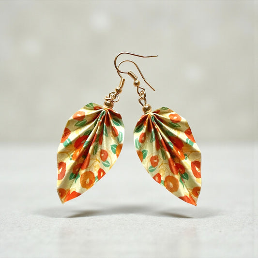 Boucles d'oreilles Feuille d'Origami : Bijoux en papier faits main