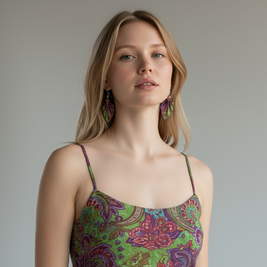 Boucles d'oreilles Feuille d'Origami : Bijoux en papier faits main