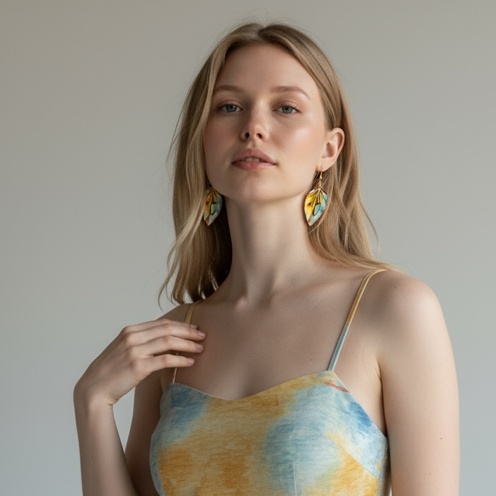 Origami-Ohrringe in Form von Herbstlaub: Handgefertigter Papierschmuck