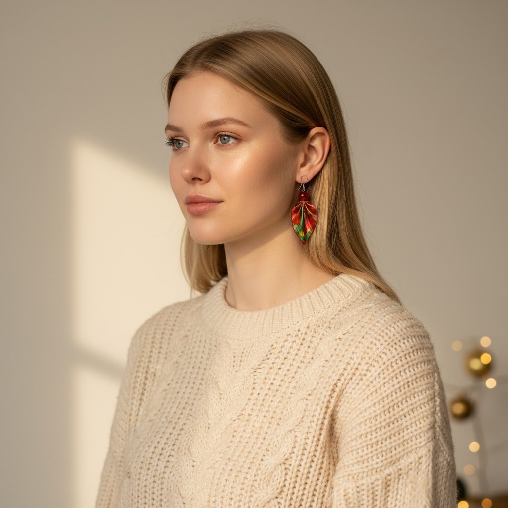 Boucles d'oreilles Feuille d'Origami : Bijoux en papier faits main