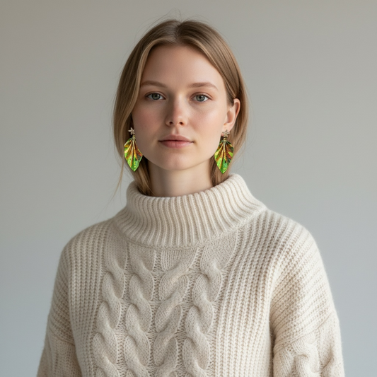 Boucles d'oreilles Feuille d'Origami : Bijoux en papier faits main